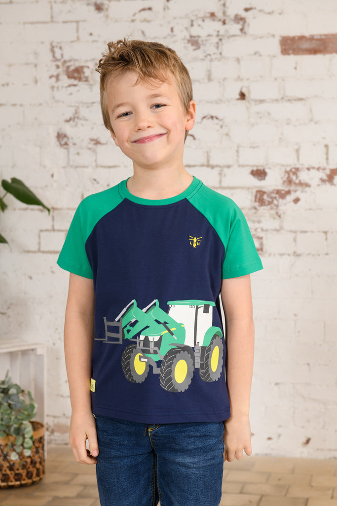 Mason Short Sleeve T-Shirt Boys - Green Tractor